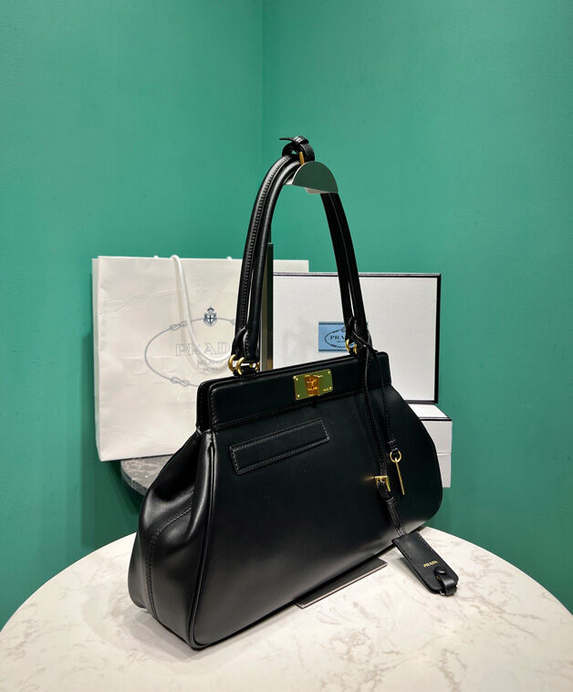 Prada Medium Leather Tote Bag 1BG569 Black
